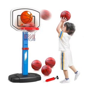 Toddler Basketball Hoops with 4 Balls, Adjustable Height Stand Basketball Goal