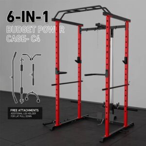 Power Rack Cage with LAT Pulldown System,1200LBS Capacity Steel Workout Rack